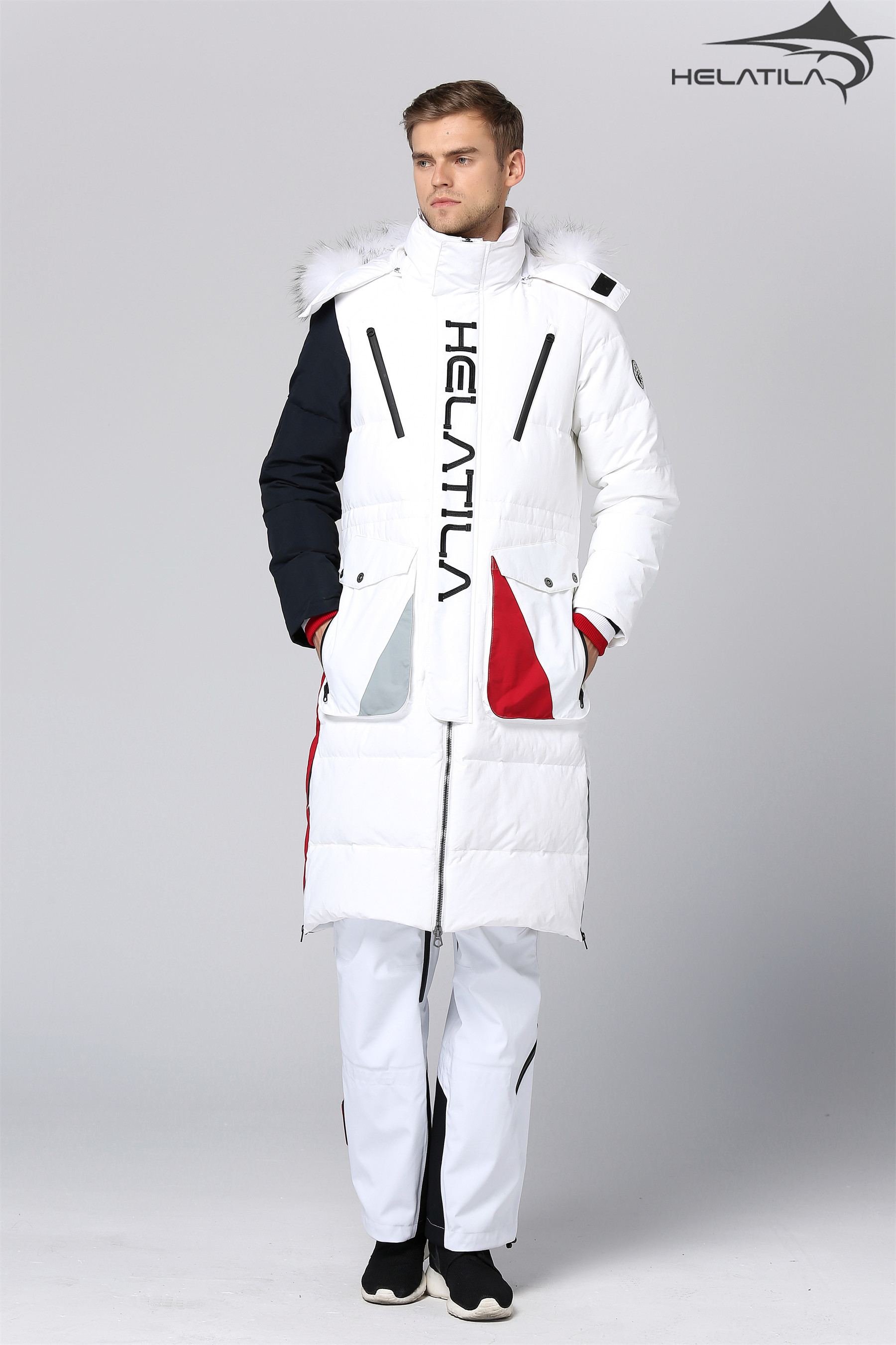 Helatila  men's spliced super thick long down jacket
