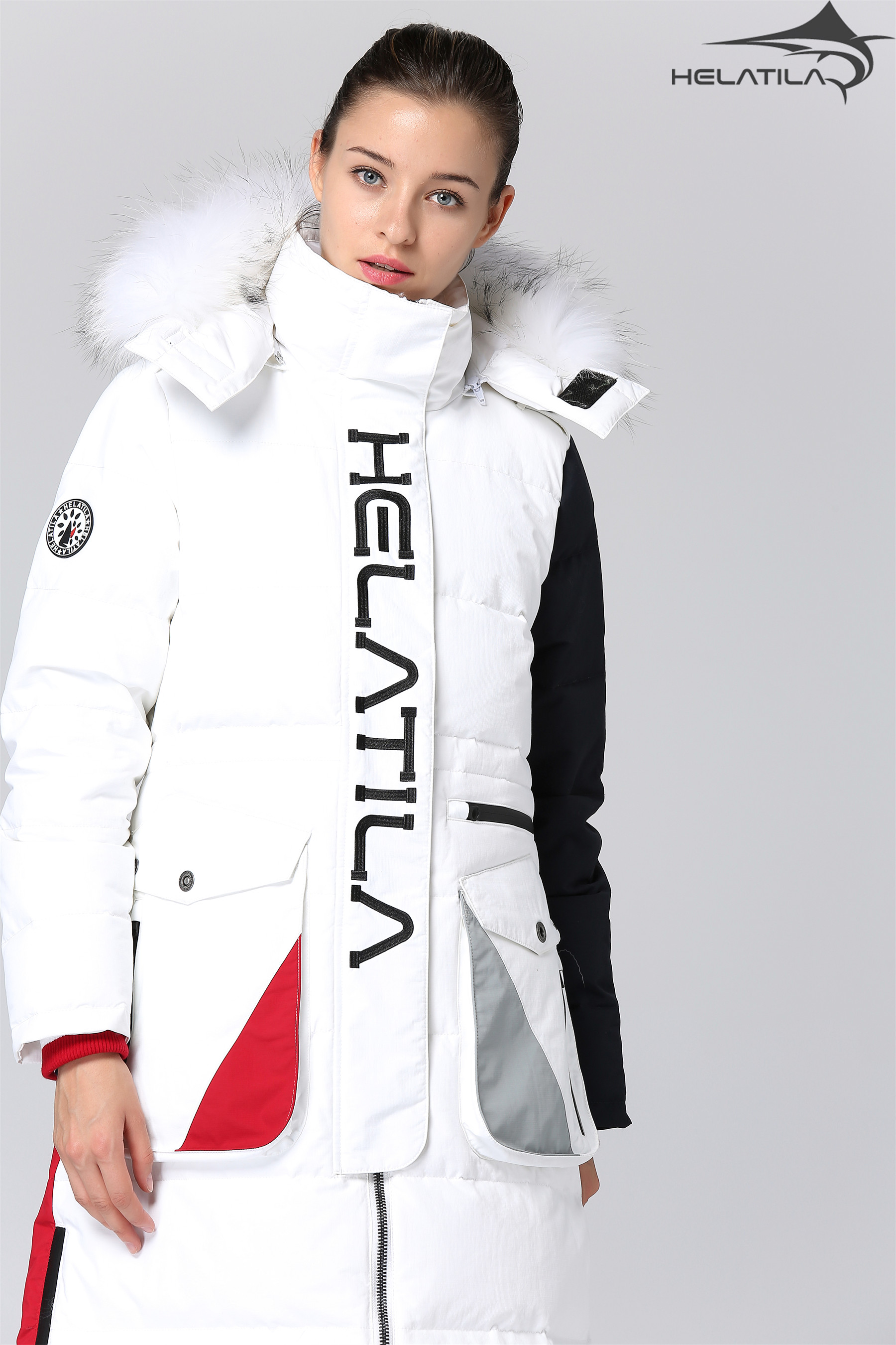 Helatila Women's spliced super thick long down jacket